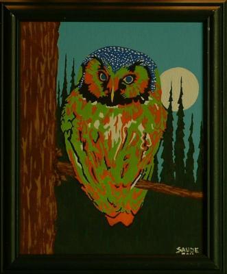 Birds - Green Owl - Acrylic