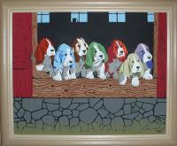 Seven Pups - Acrylic Paintings - By John Saude, Bold Painting Artist