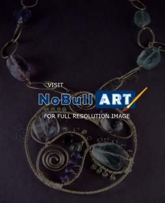 Necklaces - Bold Swirl Pendant Necklace - Gemstone