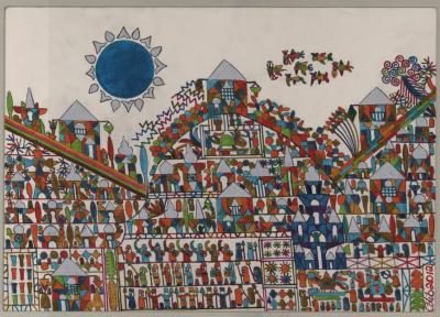 A Middleeastern Naive Primitiv - A Military Parade - Acid Free Markers