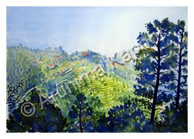 Landscape - View Of Distant Hills - Lansdowne - Watercolour On Fabriano Sheet