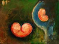 In The Womb - Acrylic On Paper Paintings - By Arunima Kapoor, Abstract Painting Artist