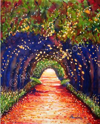 Landscape - Path With Trees Nanital - Acrylic On Canvas