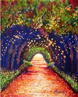 Path With Trees Nanital - Acrylic On Canvas Paintings - By Arunima Kapoor, Impressionism Painting Artist