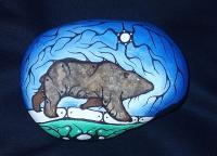 Bear Clan Spirit - Acrylic Paint On Stone Paintings - By Steve Trudeau, Ojibwa Art Painting Artist