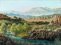 Big Sandy River - Acrylic Paintings - By John Wise, Western Scenes Painting Artist
