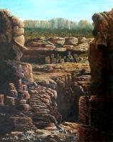 Walnut Canyon - Acrylic Paintings - By John Wise, Western Scenes Painting Artist