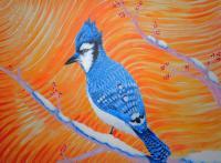 Bluejay 2016 - Acrylic Paintings - By Jesse Renfrew, Impressionistic Painting Artist