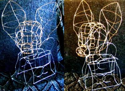 Sculptures - Chihuahua In Chanel Handbag - Wire