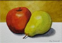 Watercolor Still Life - Apple And Pear - Watercolor