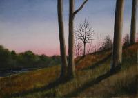 Watercolor Landscape - Evening Trees - Watercolor