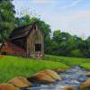 Barn And Stream - Acrylic Paintings - By Jay Moncrief, Landscape Painting Artist