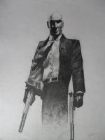 Hitman Stand - Pencil Drawings - By Quinton Meyer, Potrait Drawing Artist