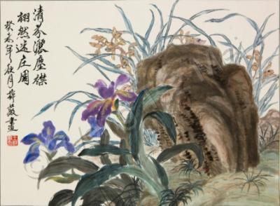 Artist Owned - Irises - Ink Chinese Color