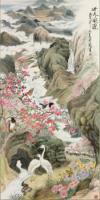 The Wonderland Blooming With Peach Blossoms - Ink Chinese Color Paintings - By Wong Tsz Mei, Chinese Painting Painting Artist