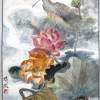 Lotus Land Part 1-----Lotuses With A Dragonfly - Ink Chinese Color Paintings - By Wong Tsz Mei, Chinese Painting Painting Artist