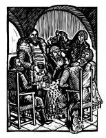 Russian Boyars - Linocut Printmaking - By Inga Karelina, Engraving Printmaking Artist