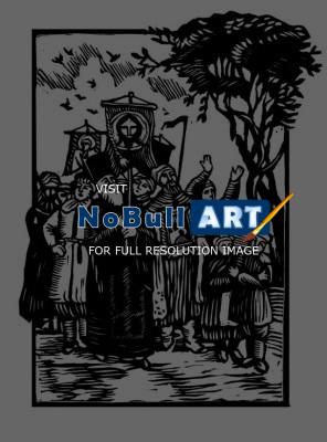 Illustration - Religious Procession - Linocut
