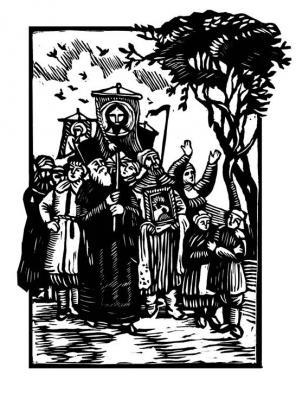 Illustration - Religious Procession - Linocut