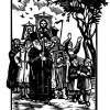 Religious Procession - Linocut Printmaking - By Inga Karelina, Engraving Printmaking Artist