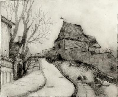 Landscape - Old Vilnius - Etching