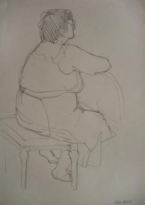 Portrait - Grandma Watching Tv - Pensil