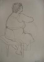 Grandma Watching Tv - Pensil Drawings - By Inga Karelina, Impressionism Drawing Artist