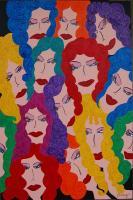 Faces In The Crowd - Acrylic On Canvas Paintings - By Jilly Jillyart, Whimsical Painting Artist