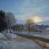 A Winter Evening In Shuya - Acrylics Paintings - By Tanya Sleta, Landscape Painting Artist