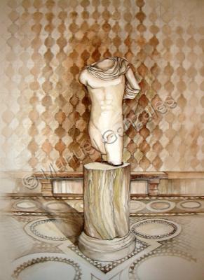 Classical Sepia Series - Torso At The Ca Doro - Watercolor