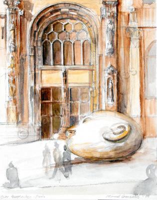 Classical Sepia Series - St Eustache - Watercolor