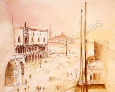 Venezia - Palazzo Ducale And Il Redentore Beyond - Watercolor