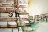 Ca Pesaro 2 - Watercolor Paintings - By Manuel Gonzales, Architectural Realism Painting Artist