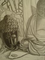 Buddha Still Life 2009 - Graphite Drawings - By Charlotte Robins, Still Life Drawing Artist