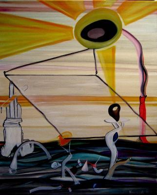 Surrealism - Under The Lamp - Oil On Canvas