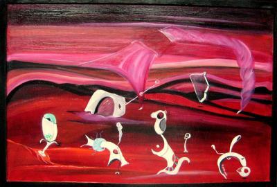 Surrealism - Carnival - Oil On Cork