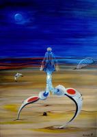 Winter Nocturne - Oil On Canvas Paintings - By Jan Kravacek, Surrealism Painting Artist