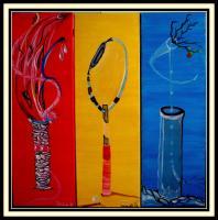 Triptych - Instruments - Oil On Canvas Paintings - By Jan Kravacek, Surrealism Painting Artist