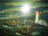 Modernised From Old Town Photo - Scarborough Fishing - Oil