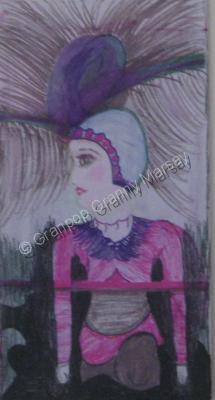 Folk Art - Lady Waiting - Mixed Media