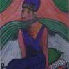 Lady Sitting On Bed - Mixed Media Mixed Media - By Granpop Granny Marsay, Folk Art Mixed Media Artist