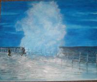 Wave Dodge - Acrylic Paintings - By Granpop Granny Marsay, Folk Art Painting Artist