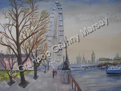 Painted And Enhanced From Phot - London Eye - Acrylic