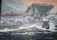 Battle Ships - Oil Paintings - By Granpop Granny Marsay, Painted And Enhanced From Phot Painting Artist