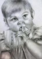 Cute Baby - Pencil  Paper Drawings - By Rose 1385, Realism Drawing Artist