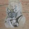 Girl With Wolf - Conte Crayon Drawings - By Roryleigh Tyree, Drawing Drawing Artist