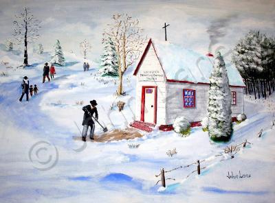 Symbolistic - A Snowy Church Day - Giclee Print