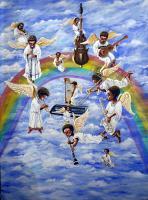 Band Of Angels - Acrylics On Canvas Paintings - By John Lane, Imaginative Painting Artist