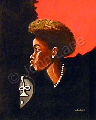 Realism - Girl And African Death Mask - Giclee Print