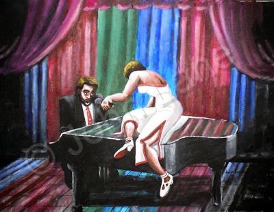 Realism - Lady On A Piano - Acrylic On Canvas